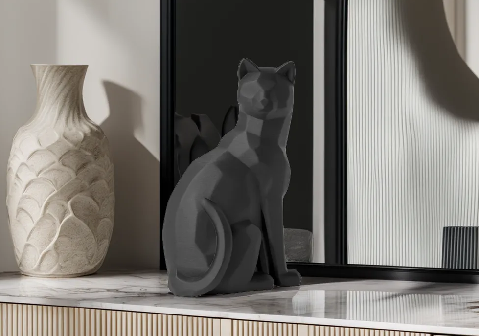Luxury Geometric Cat – Modern Design Statue